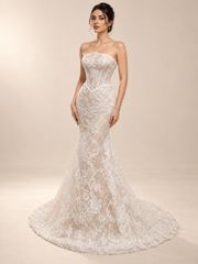 Strapless Lace Corset Mermaid Bridal Gown — VVSIG-108, studio view 1