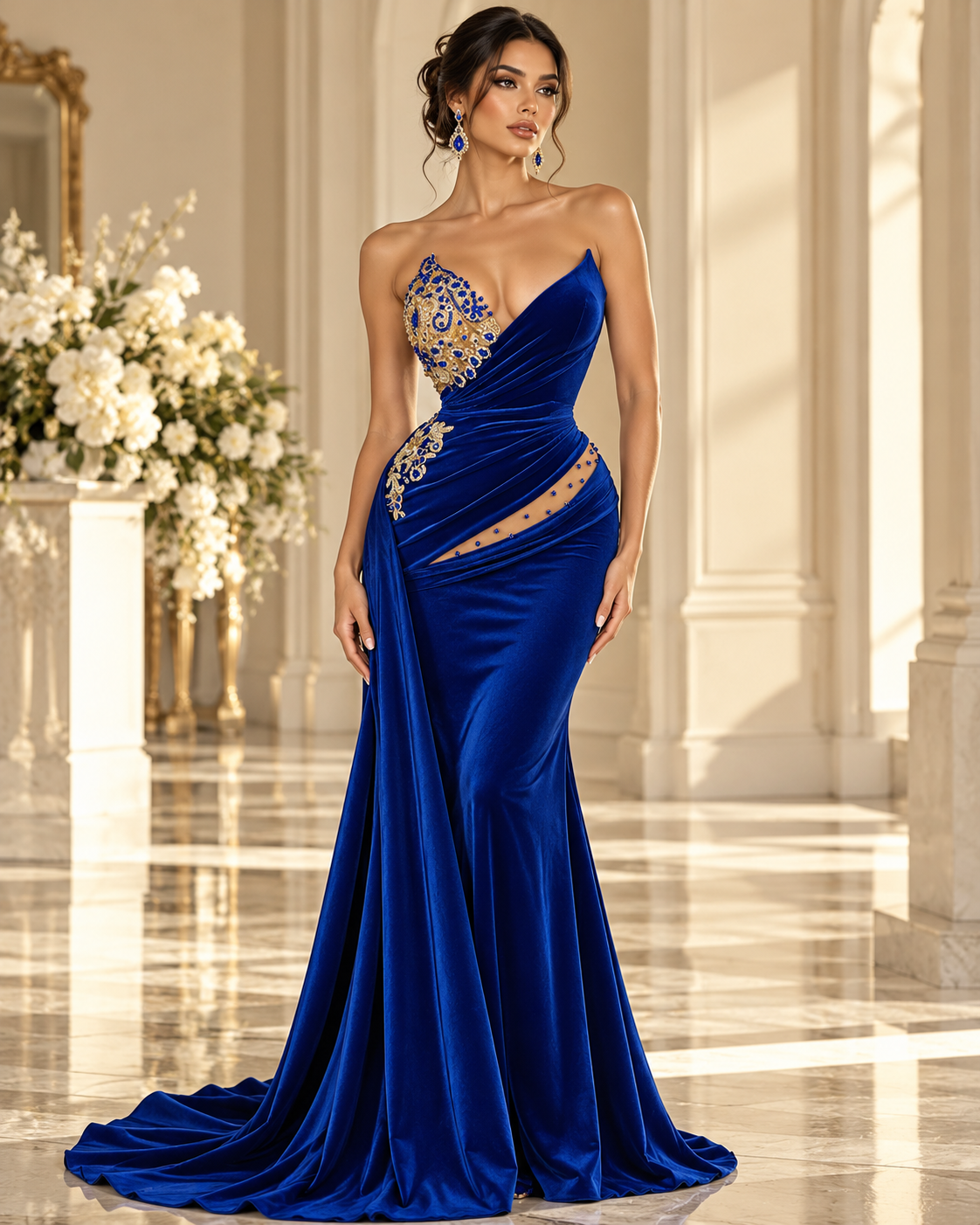 Editorial model styling of Own the Night – Black Mermaid Gown