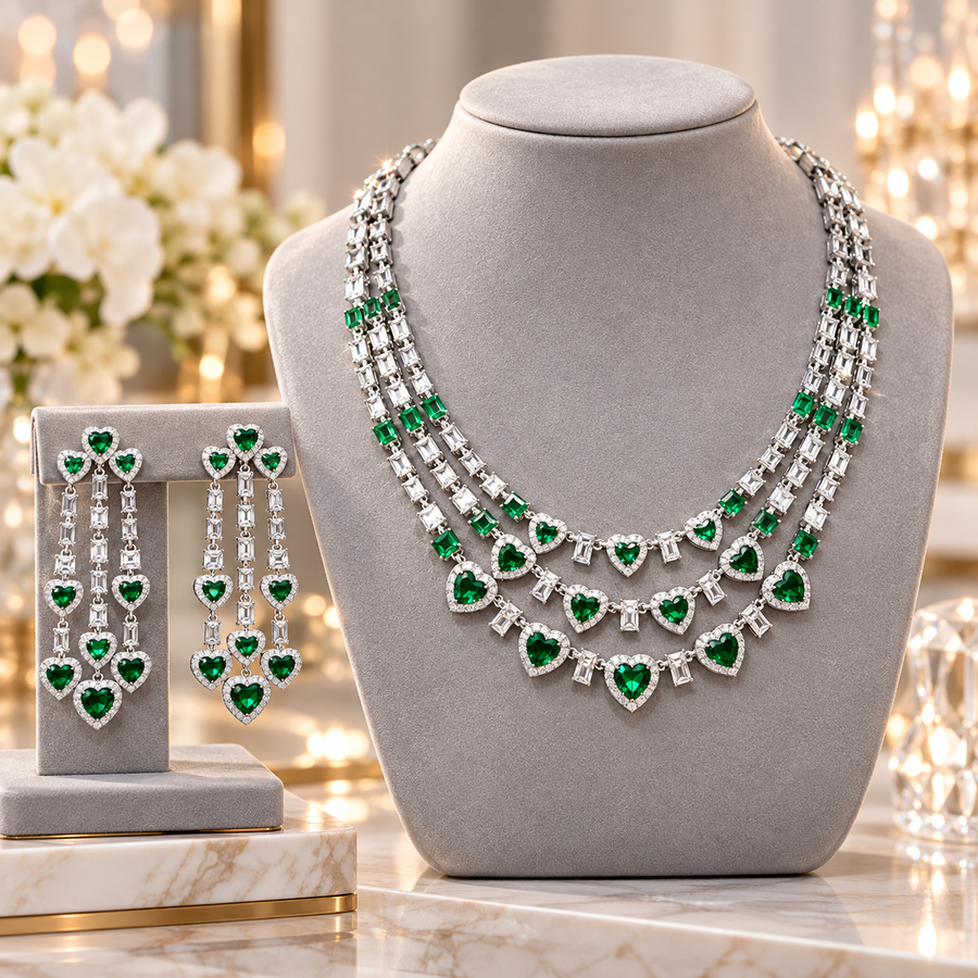 Emerald heart statement jewellery