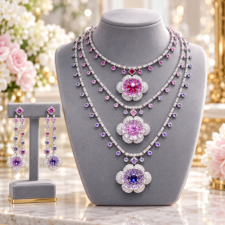Lavender floral gemstone jewellery