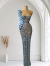Baby Blue Lace Dress with Floral Designs