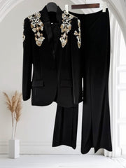 Midnight Spark" Diamond Blazer & Split Bell Pants Set