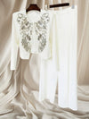 Starlight Chic" White Sequin Pantsuit Set