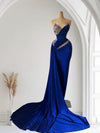 Sapphire Grace – Long Blue Dress with Embellished Bodice