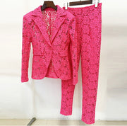 Rose Allure" Hot Pink Lace Suit Set
