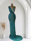 Blue Ocean Elegance – Mermaid Lace Gown with Silver Intricate Bodice