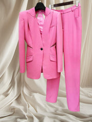 Edge Line" Slashed Jacket Blazer Pantsuit