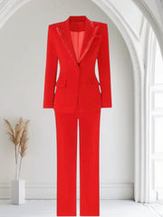 Scarlet Classic" Single-Breasted Blazer & Pants Set