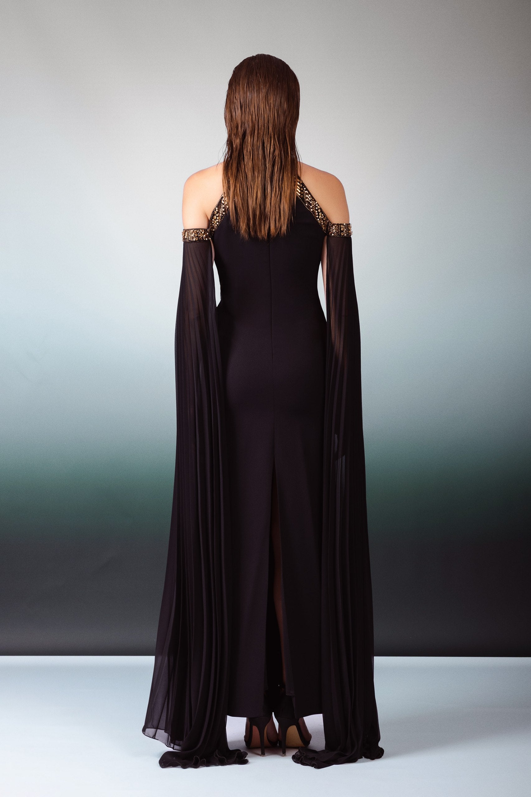 Black Cape Bodycon Long Dress Bold, Elegant, Unforgettable Fiona Secret Closet Black Cape Bodycon Long Dress Bold, Elegant, Unforgettable Fiona Secret Closet