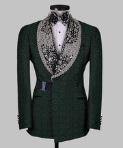 Green Diamond-Embellished Unique Tuxedo