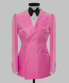 Luxury Double-Breasted Pink Silk Tuxedo for Men