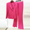 Fuchsia Flair" Double-Breasted Blazer & Flare Trousers Set