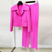 Blush Edge" Pink Crop Jacket & Trousers Suit