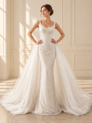 RTW-30010 bridal gown — front view in warm ivory room