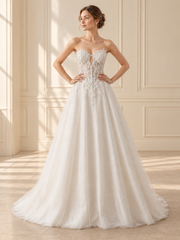 RTW-30012 bridal gown — front view in warm ivory room
