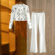 Regal Radiance" Crystal Pearl Blazer Pantsuit