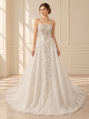 VNCS-1095 bridal gown — front view in warm ivory room