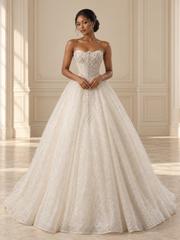 Pearl-Swag Glitter Ballgown — full-length front