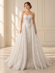 VVAP-11 bridal gown — front view in warm ivory room