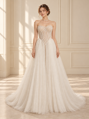 VVSIG-43 bridal gown — front view in warm ivory room