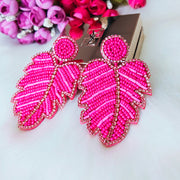 Brincos Dangle Statement Earrings Long Big Bead Leaf.