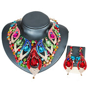 Luxury necklace  set glass stone necklace and earrings.