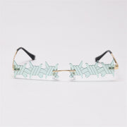 Rimless Twine Sunglasses Retro Transparent Ocean Lens.