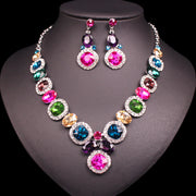 Fashion Austrian Crystal Jewelry Sets Silver Color Bridal Necklace Earrings Sets Party Wedding Costume Jewellery Gifts for Women