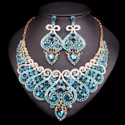 Luxury Bridal Jewelry Set Crystal Statement Necklace Earring.