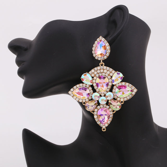 Flower Tassel Earrings Big Rhinestones Pendant Crystal. – Fiona Secret  Closet