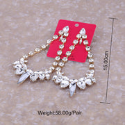 Shiny Rhinestone Bride Heart Dangle Earings Jewelry Hot Boutique Drills Tassel Dangle Earrings For Women Statement Accessories